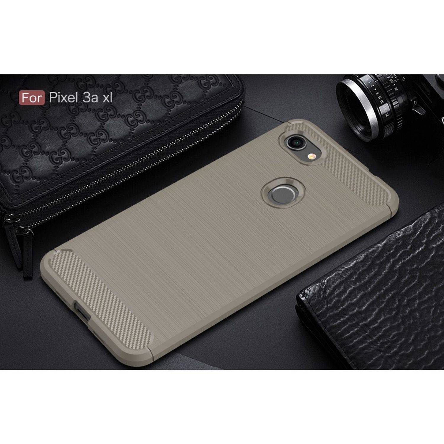 Google Pixel 3a XL Handyhülle Carbon Optik Backcover Grau