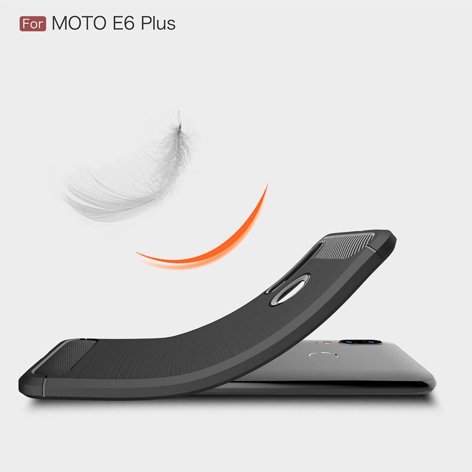 Motorola E6 Plus Handyhülle Carbon Optik Backcover Grau