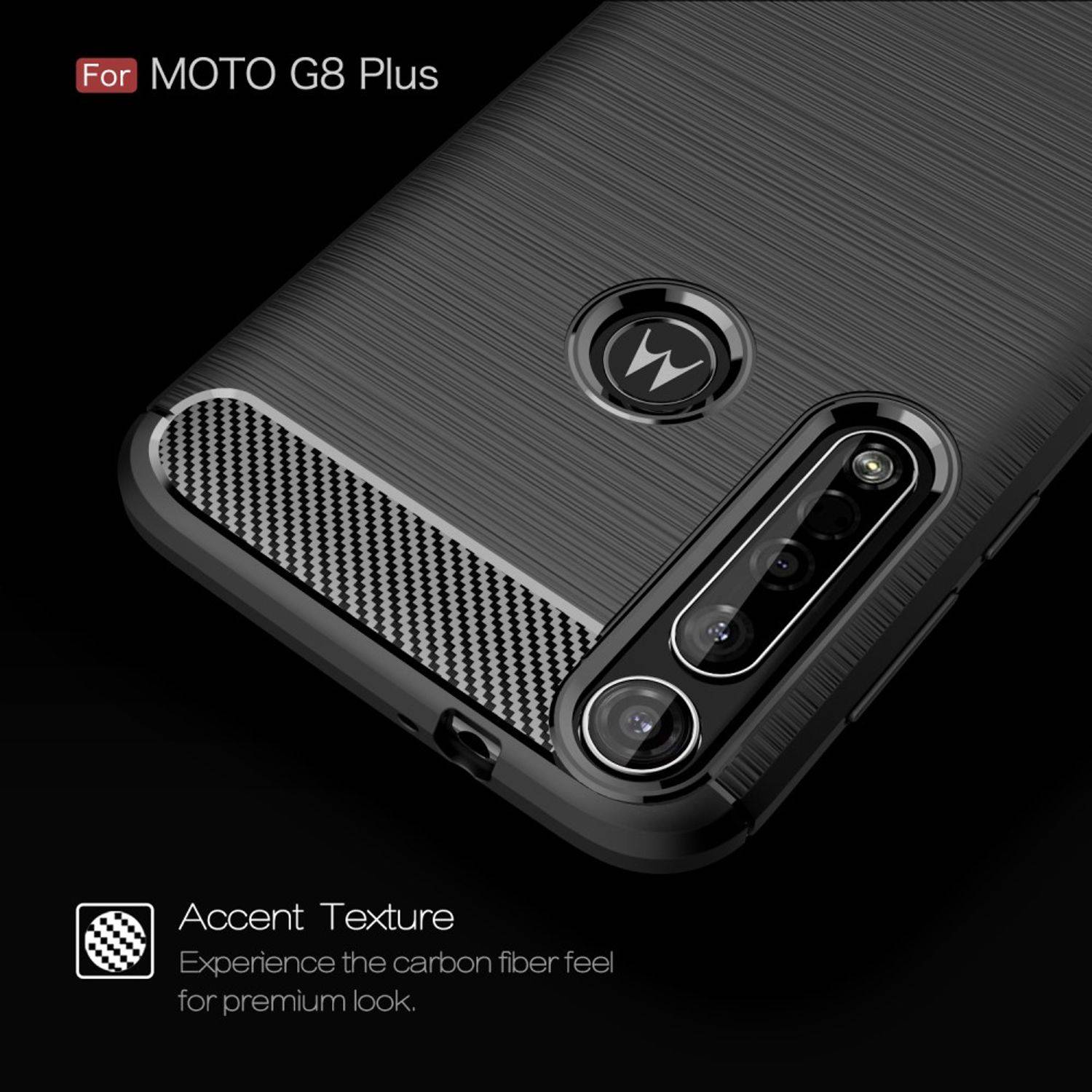 Motorola G8 Plus Handyhülle Carbon Optik Backcover Grau