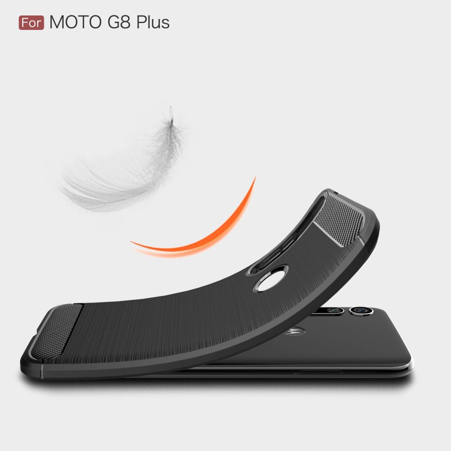 Motorola G8 Plus Handyhülle Carbon Optik Backcover Grau