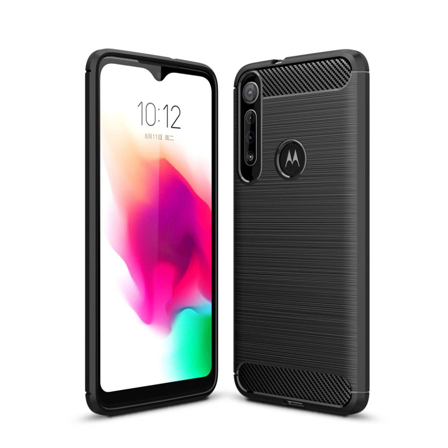 Motorola G8 Play Handyhülle Carbon Optik Backcover Grau