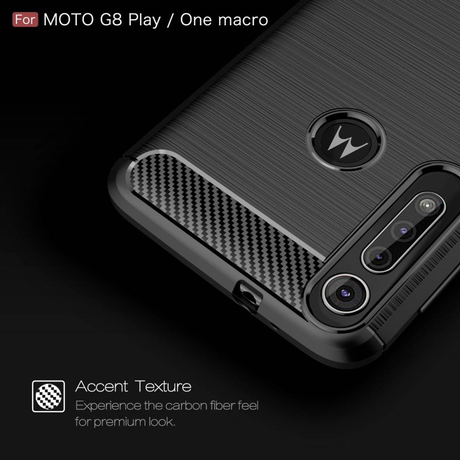 Motorola G8 Play Handyhülle Carbon Optik Backcover Grau