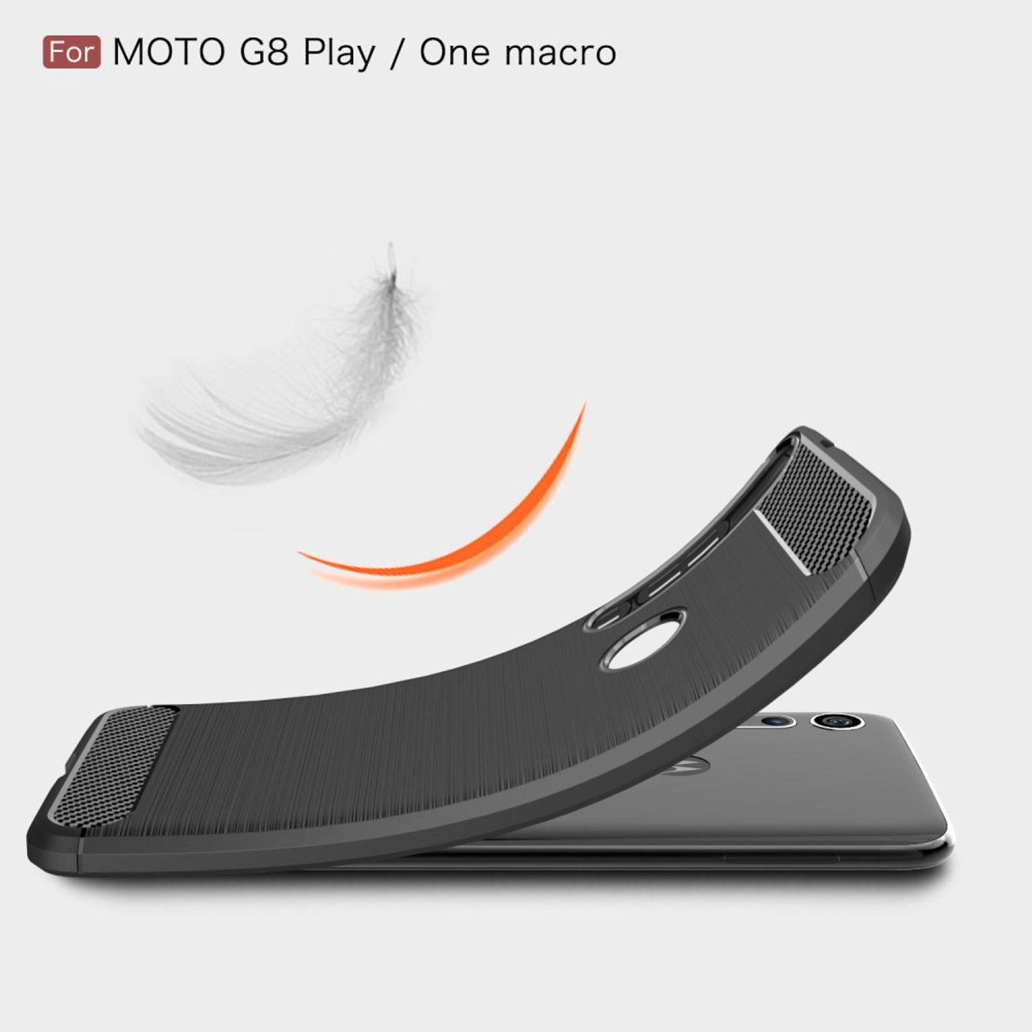 Motorola G8 Play Handyhülle Carbon Optik Backcover Grau