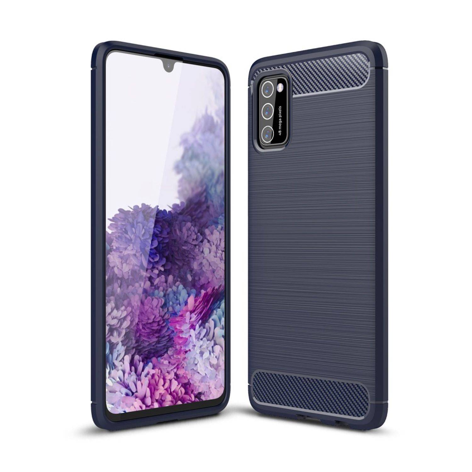 Samsung Galaxy A41 Handyhülle Carbon Optik Backcover Blau