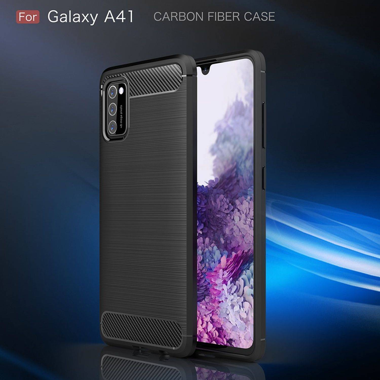 Samsung Galaxy A41 Handyhülle Carbon Optik Backcover Blau