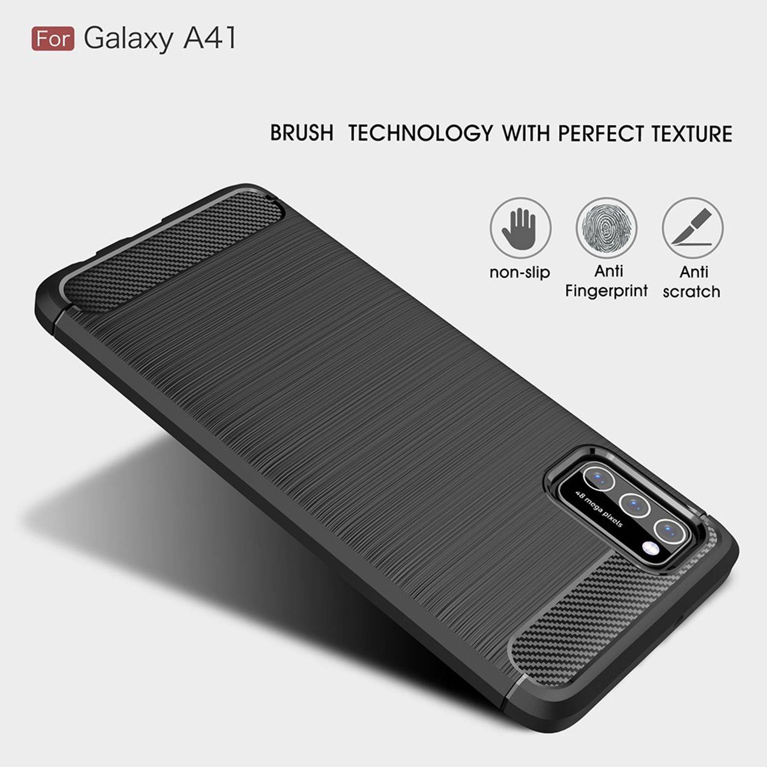 Samsung Galaxy A41 Handyhülle Carbon Optik Backcover Blau