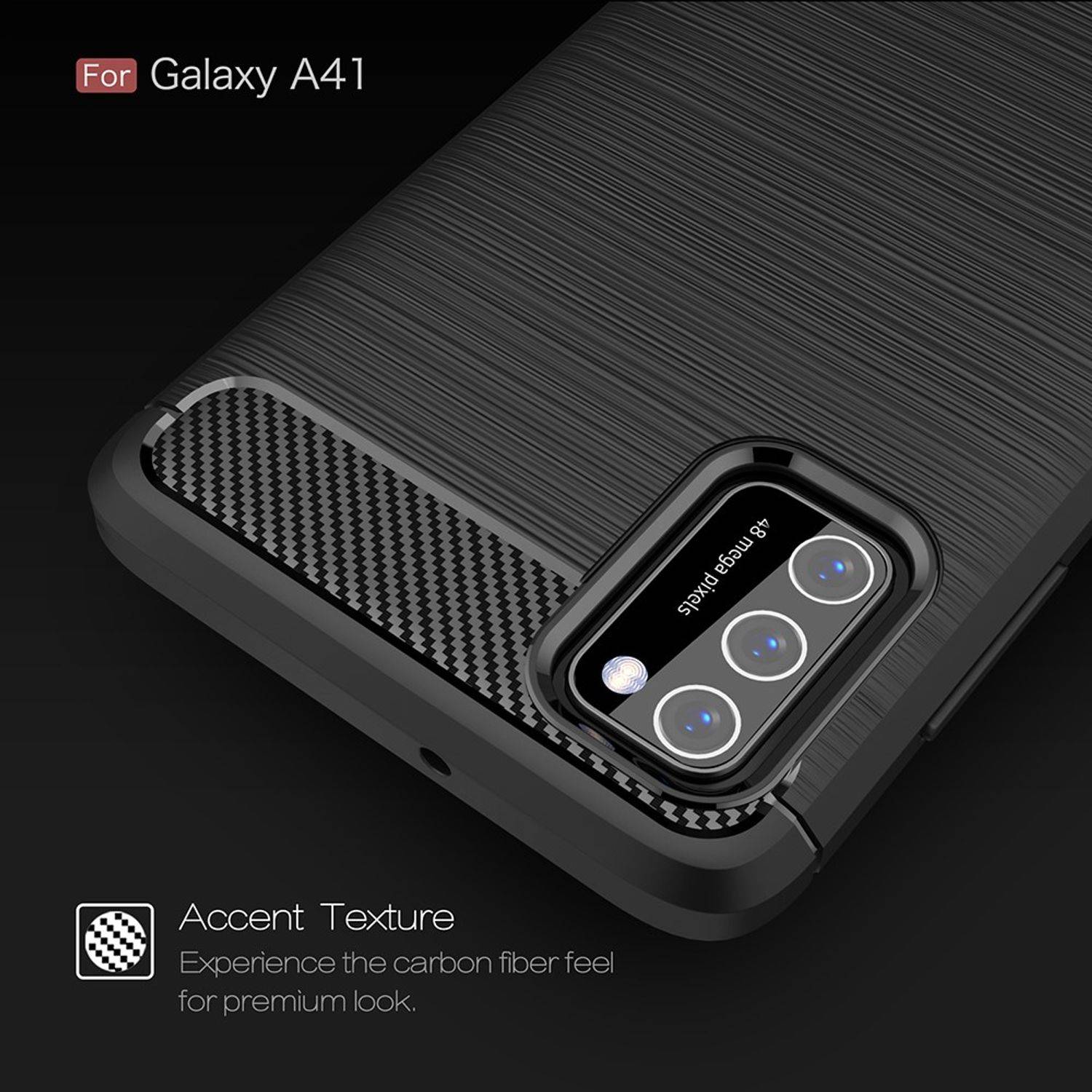 Samsung Galaxy A41 Handyhülle Carbon Optik Backcover Blau
