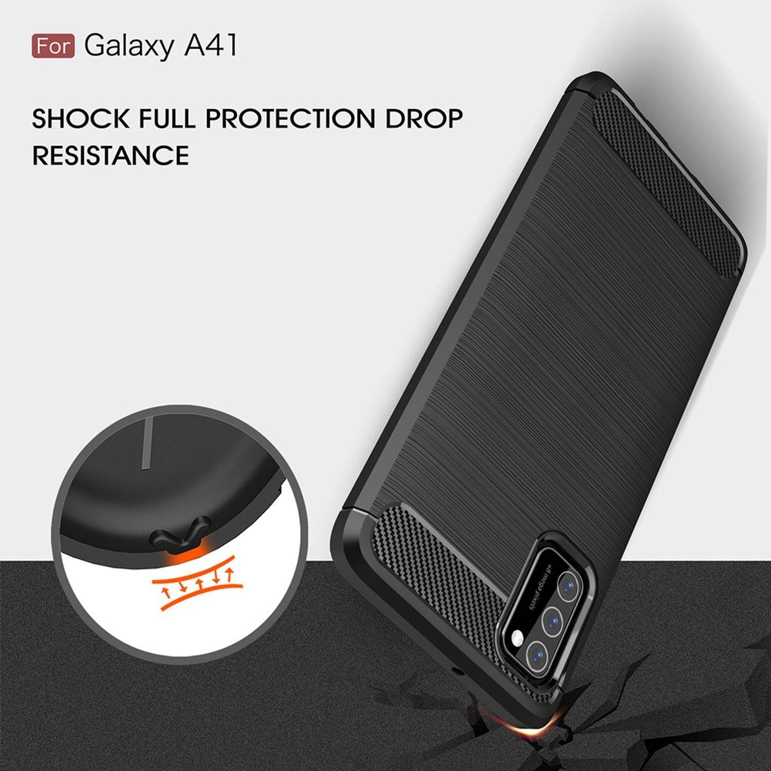 Samsung Galaxy A41 Handyhülle Carbon Optik Backcover Blau