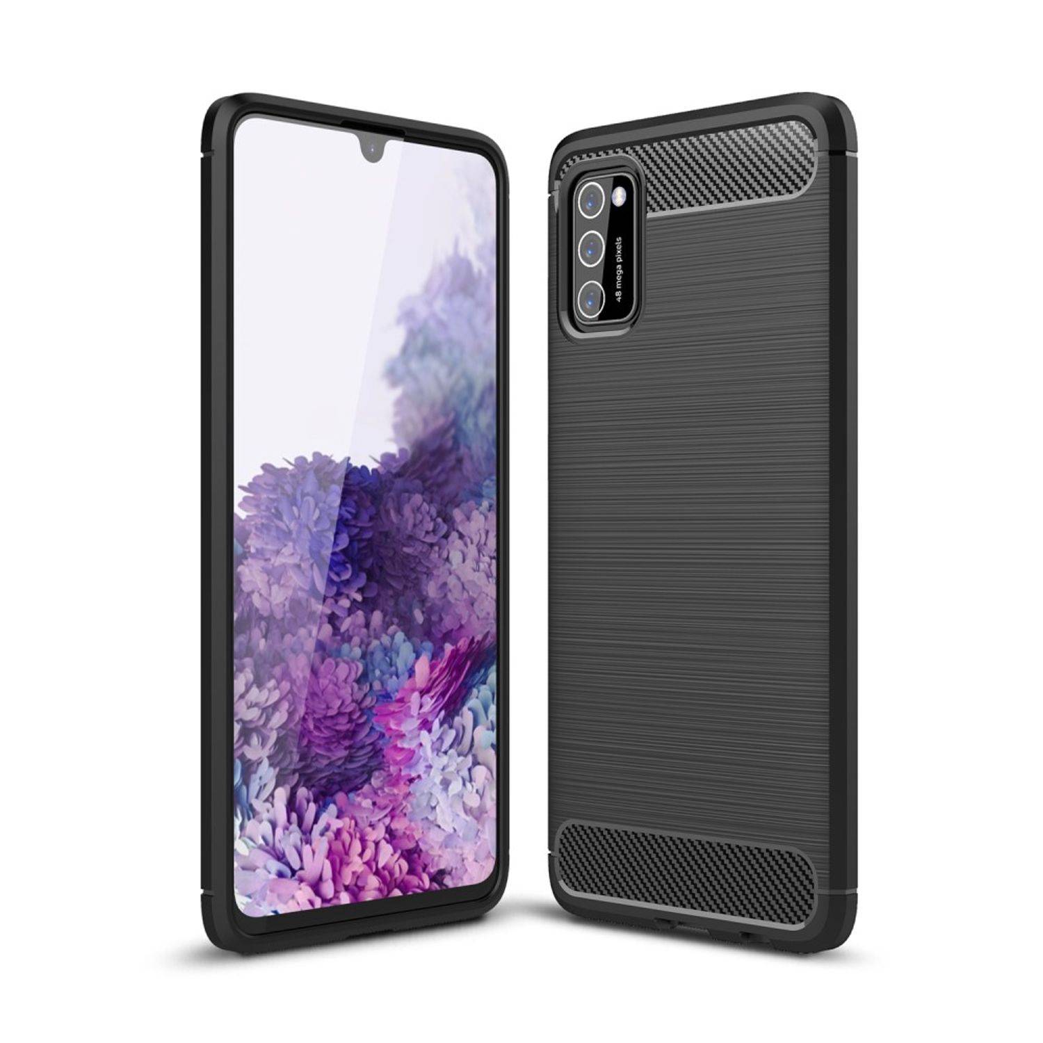 Samsung Galaxy A41 Handyhülle Carbon Optik Backcover Grau