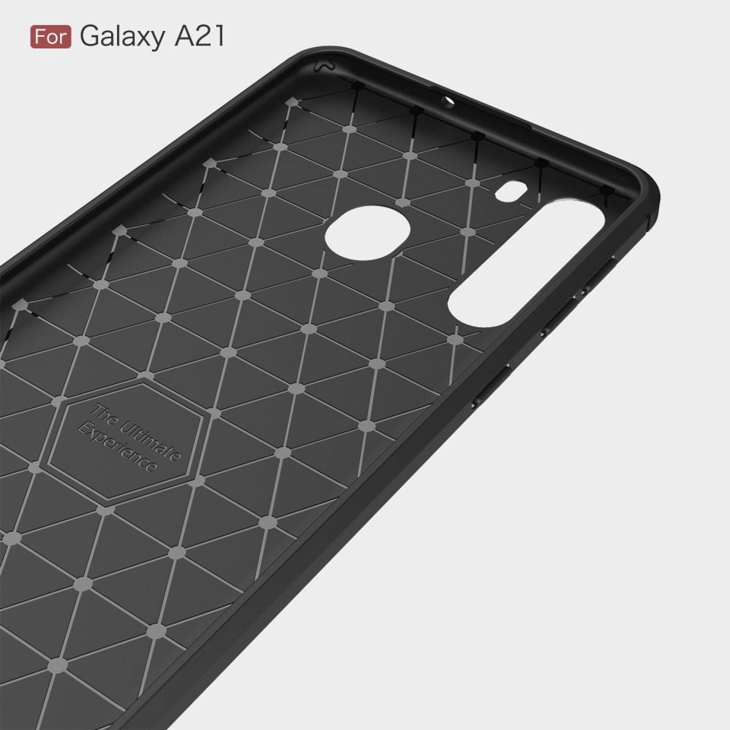 Samsung Galaxy A21 Handyhülle Carbon Optik Backcover Schwarz