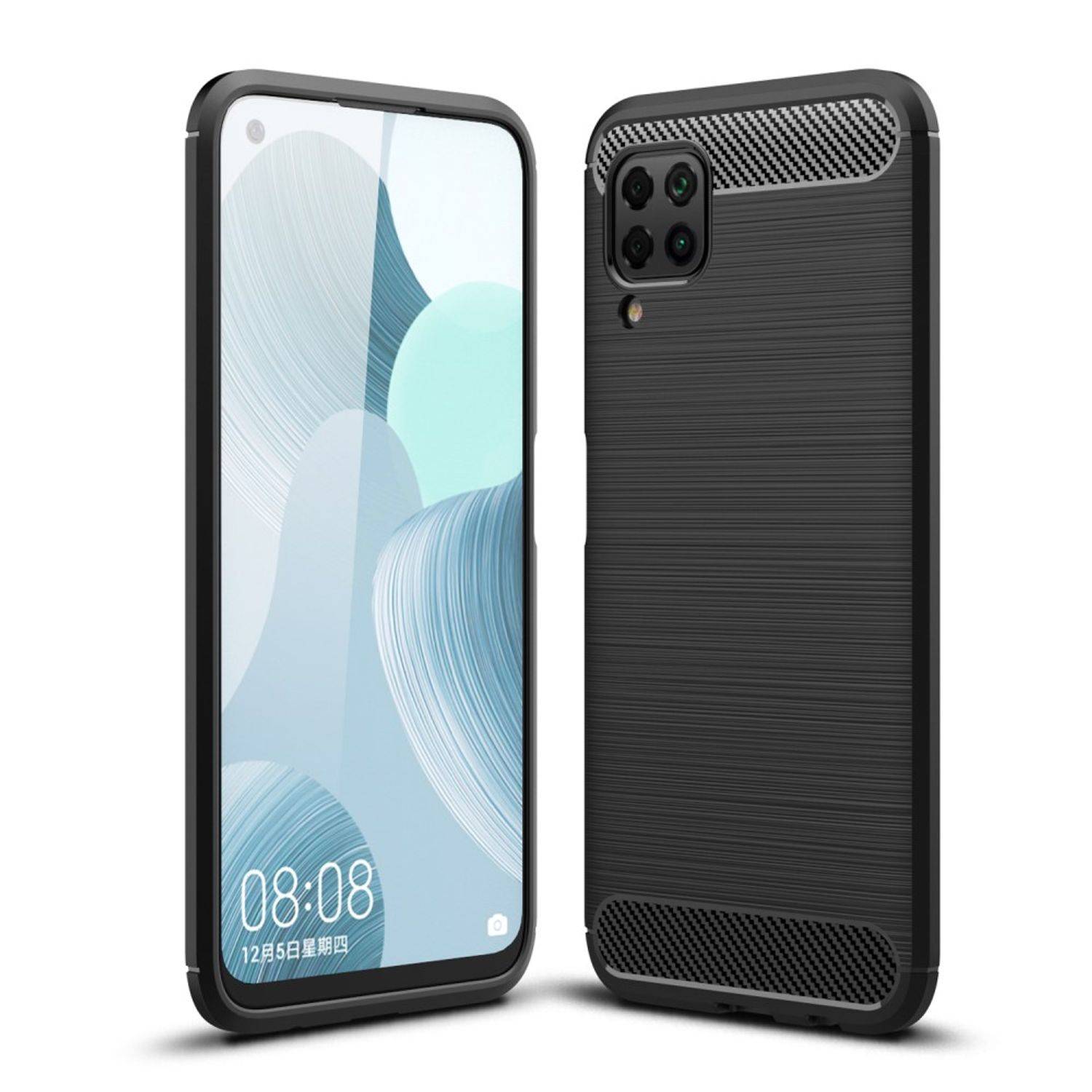 Huawei P40 Lite Handyhülle Carbon Optik Backcover Schwarz
