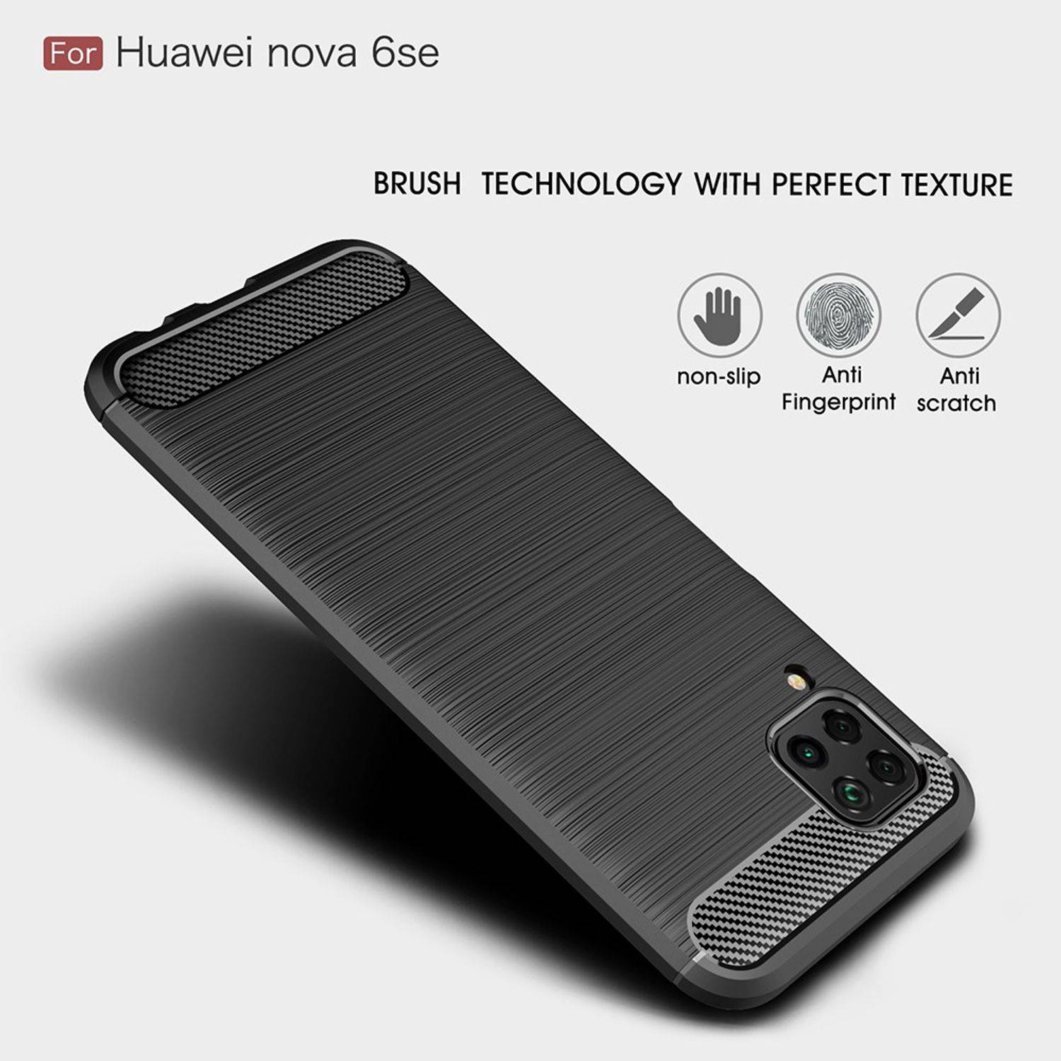 Huawei P40 Lite Handyhülle Carbon Optik Backcover Schwarz