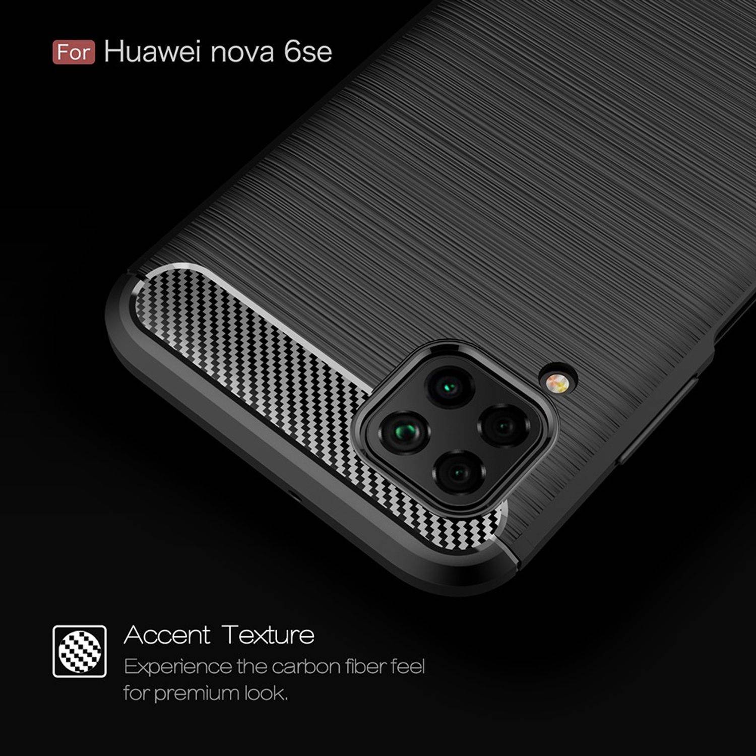 Huawei P40 Lite Handyhülle Carbon Optik Backcover Schwarz