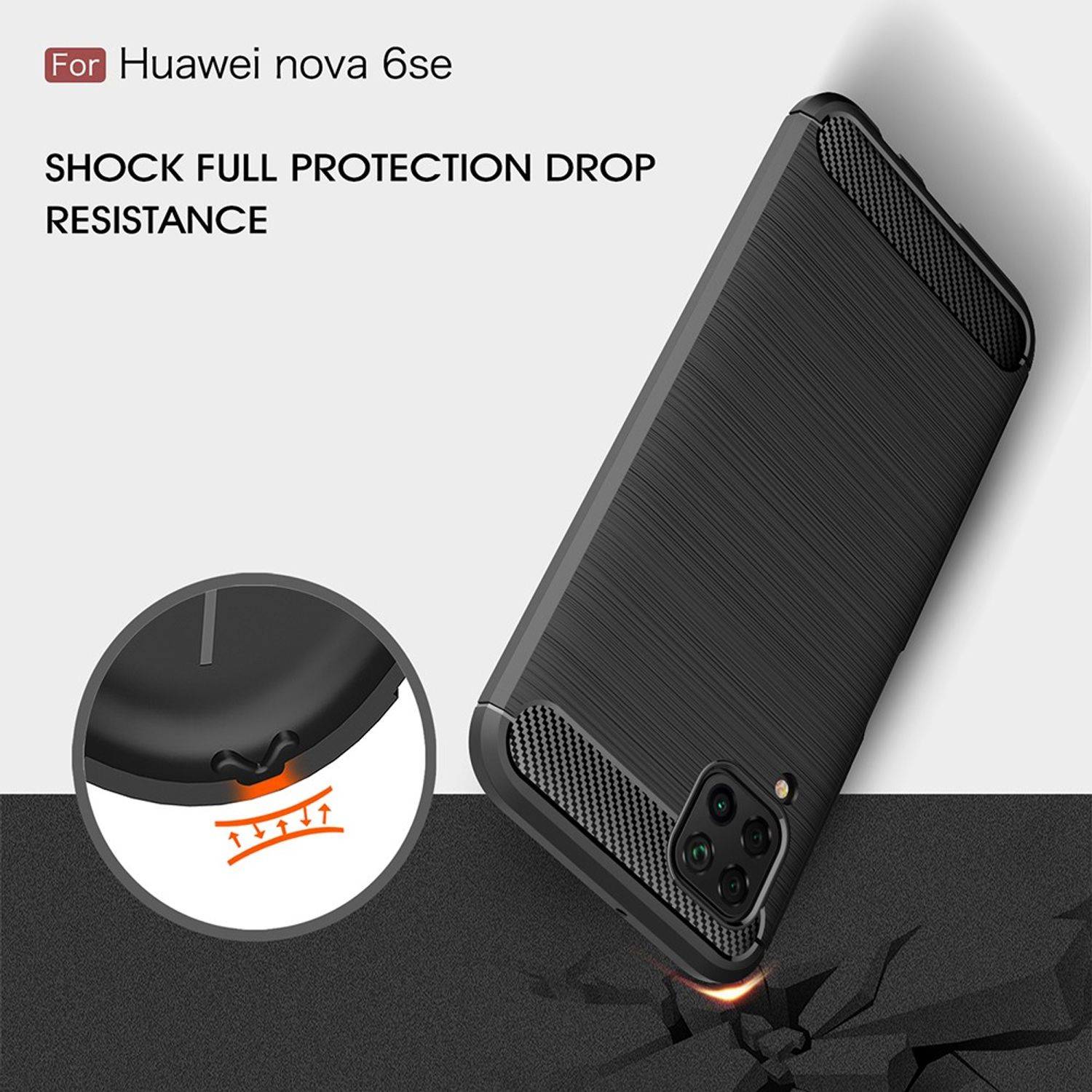 Huawei P40 Lite Handyhülle Carbon Optik Backcover Schwarz