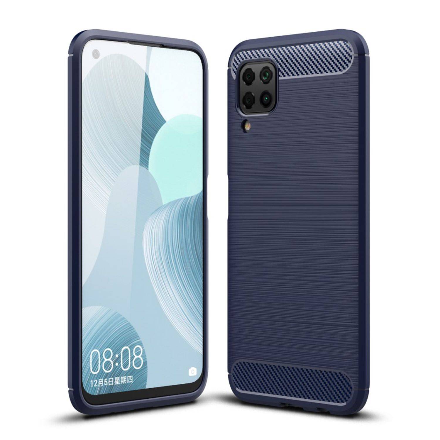 Huawei P40 Lite Handyhülle Carbon Optik Backcover Blau