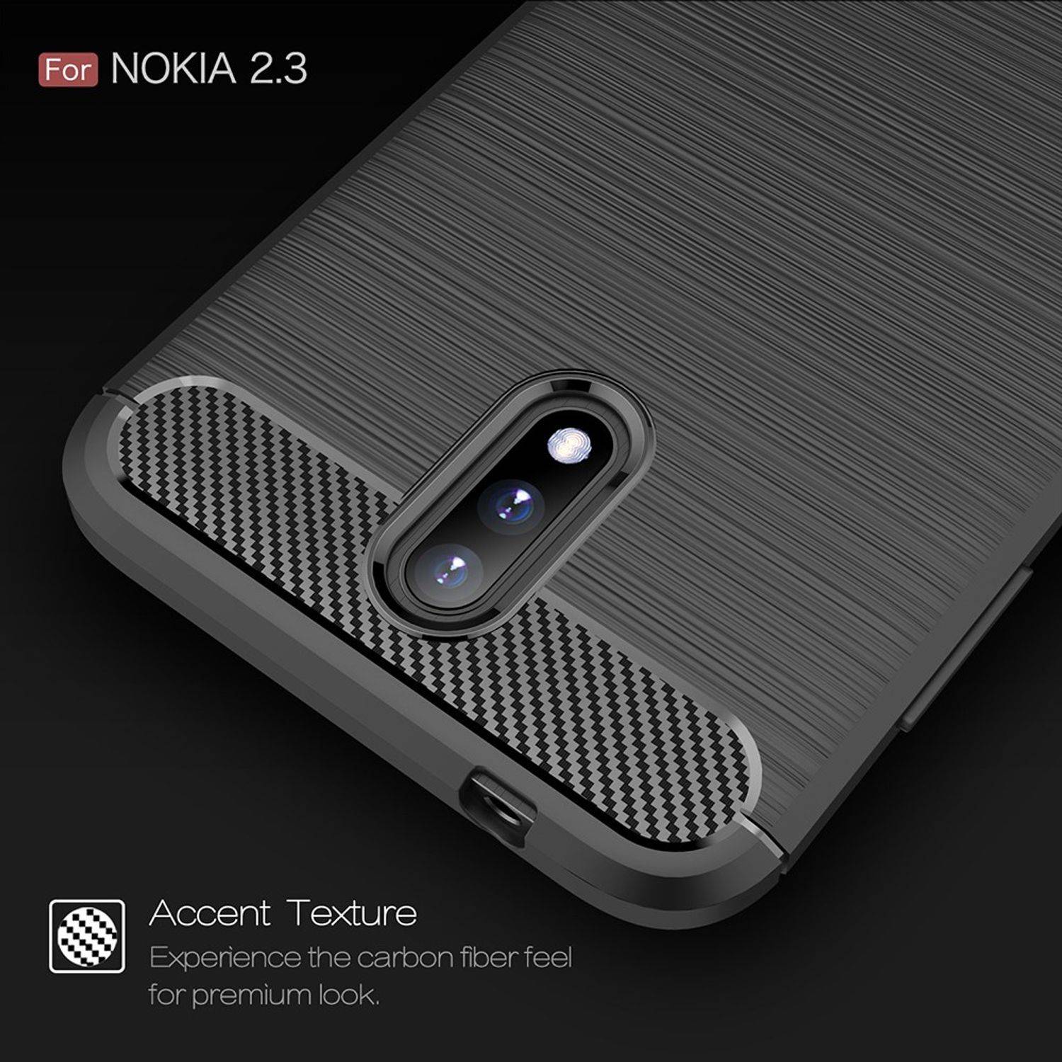 Nokia 2.3 Handyhülle Carbon Optik Backcover Schwarz