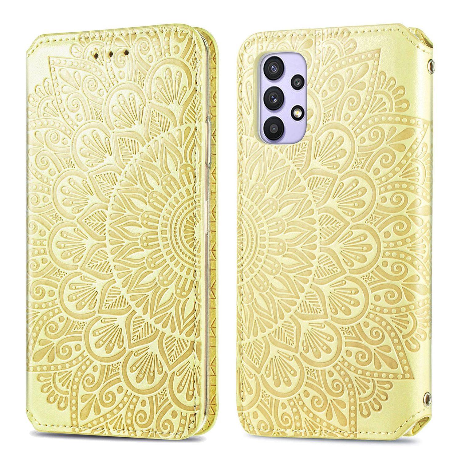 Hülle kompatibel mit Samsung Galaxy A32 5G Kunstleder Handyhülle - Handy Case Gelb