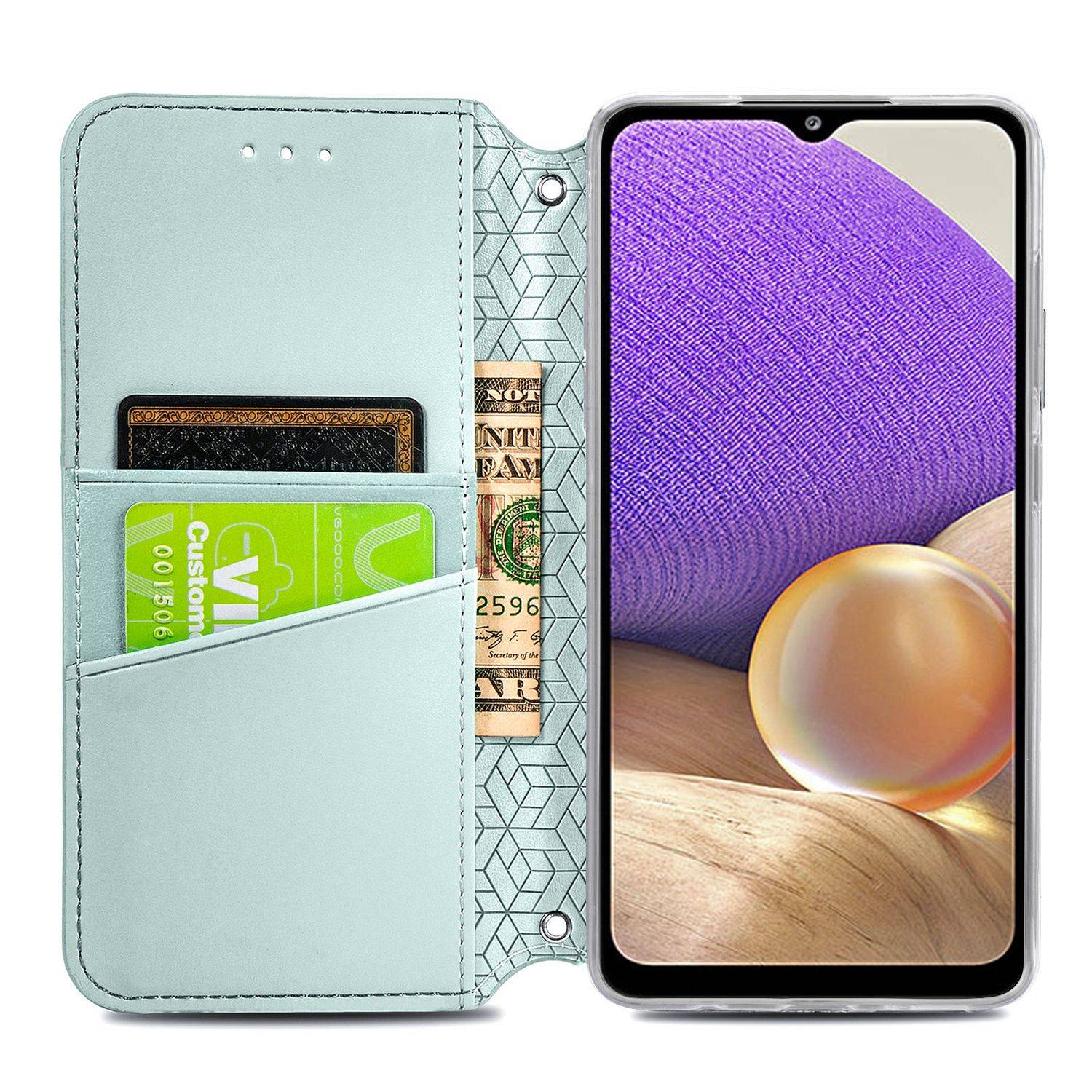 Hülle kompatibel mit Samsung Galaxy A32 5G Kunstleder Handyhülle - Handy Case Grau