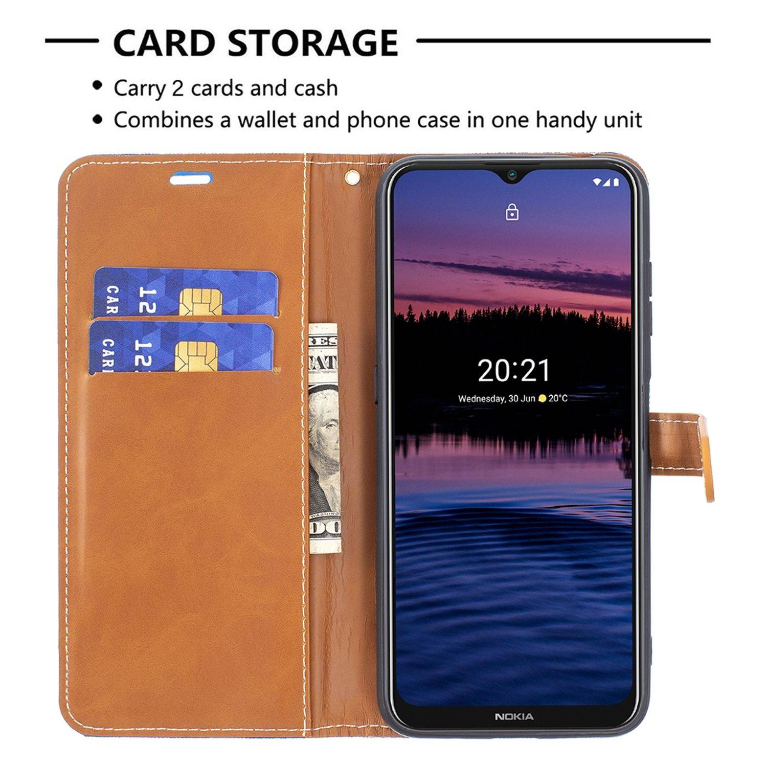 Hülle kompatibel mit Nokia G10 / G20 Kunstleder Handyhülle - Handy Case Blau