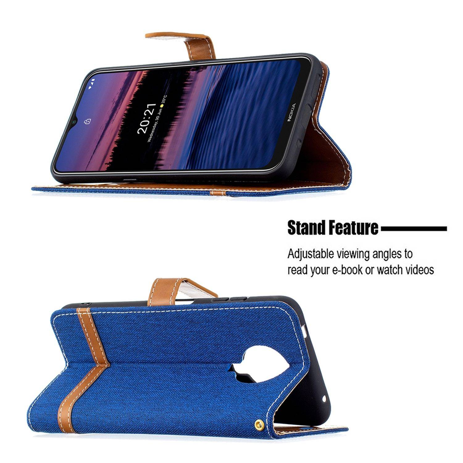 Hülle kompatibel mit Nokia G10 / G20 Kunstleder Handyhülle - Handy Case Blau