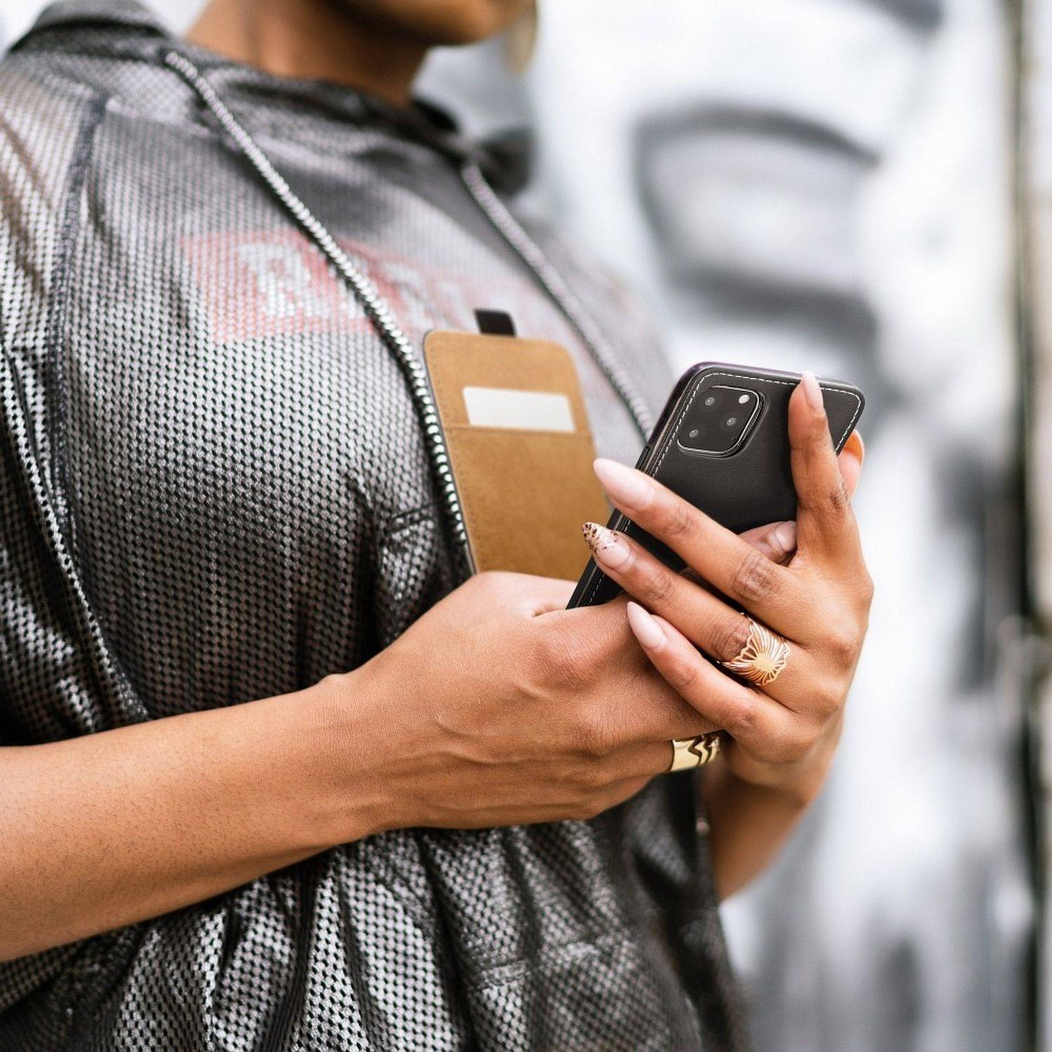 Hülle kompatibel mit Oppo A5 (2020) Kunstleder Handyhülle - Handy Case Schwarz