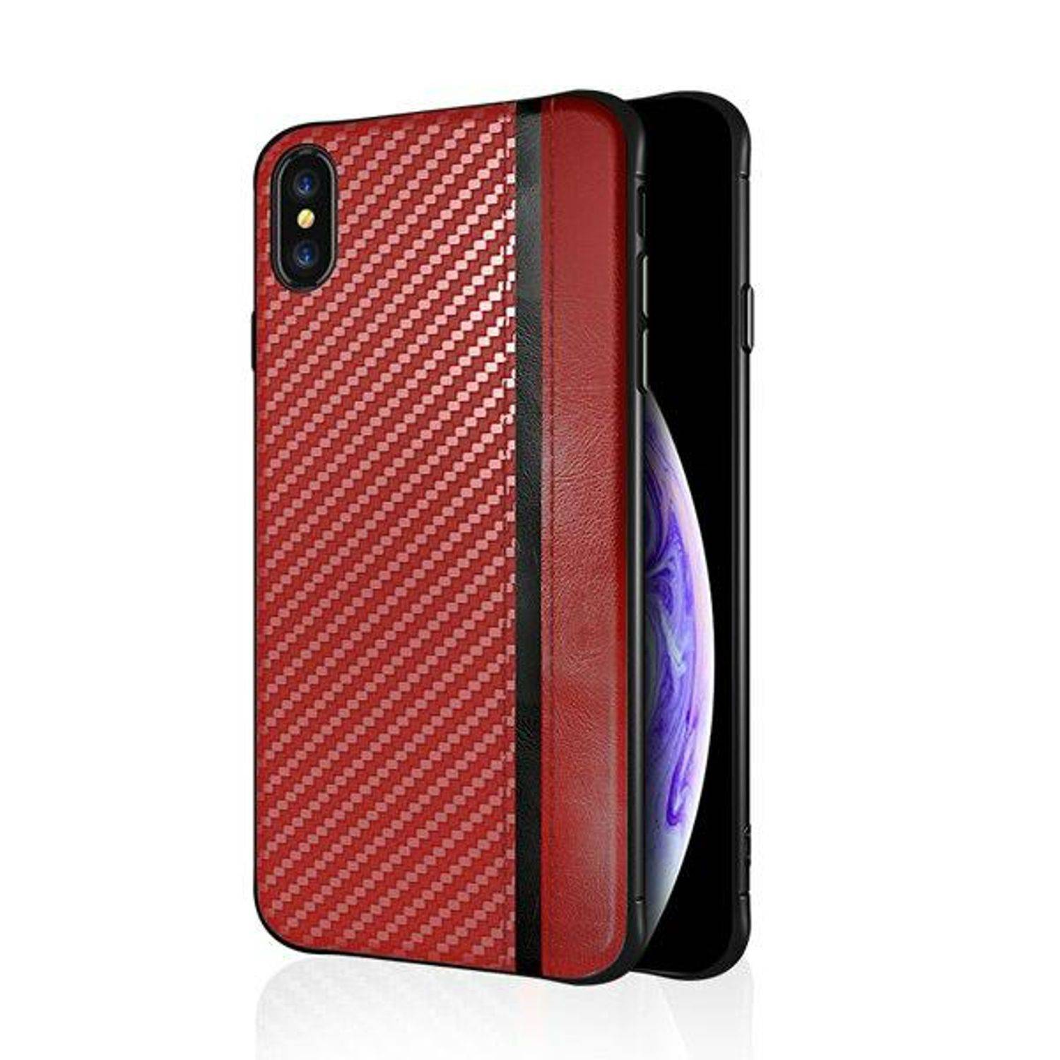 Huawei P30 Handyhülle Carbon Backcover Rot