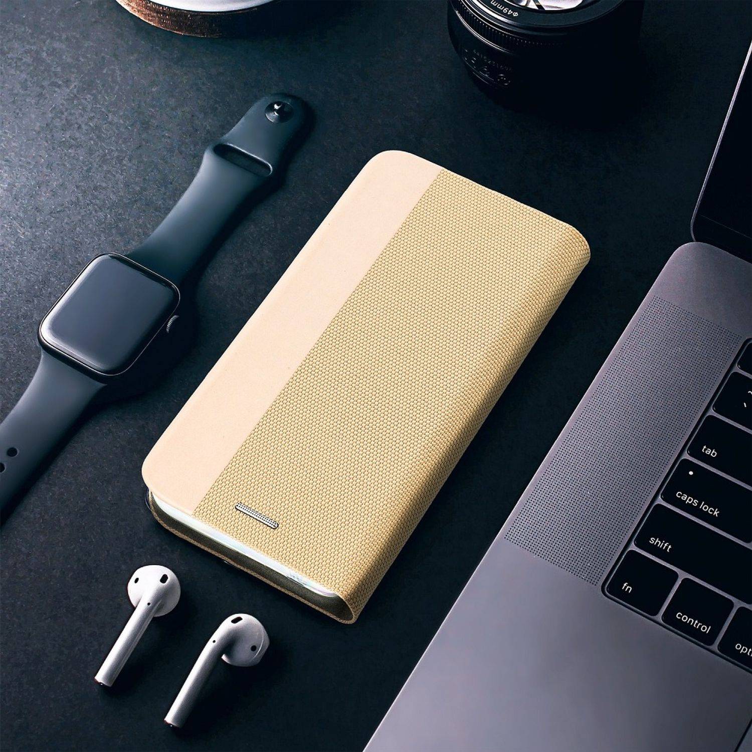 Hülle kompatibel mit Huawei P40 Lite Kunstleder Handyhülle - Handy Case Gold