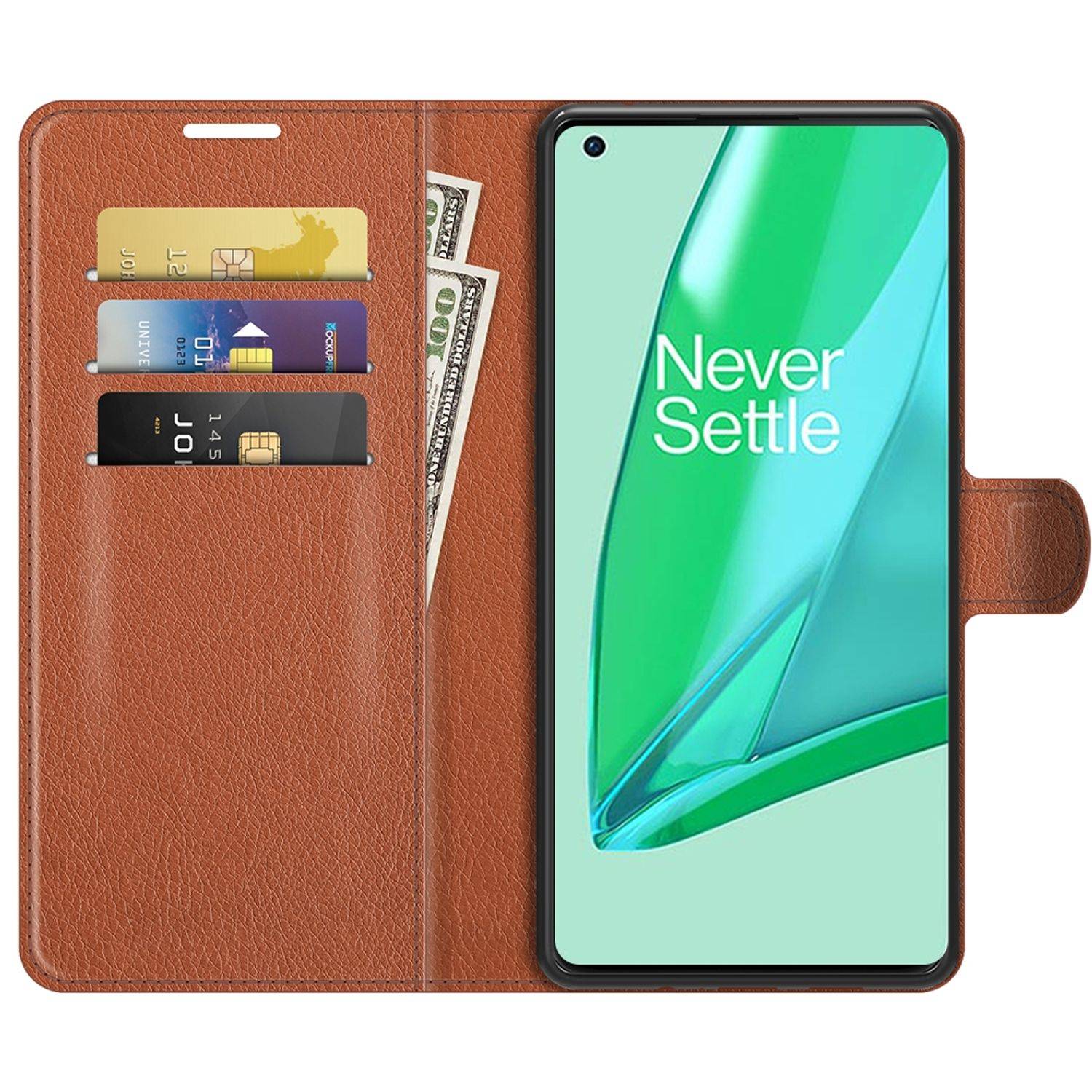 Hülle kompatibel mit OnePlus 9 Pro Kunstleder Handyhülle - Handy Case Braun