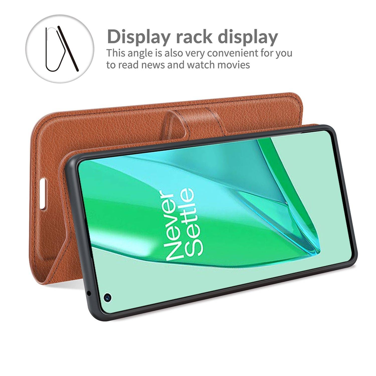 Hülle kompatibel mit OnePlus 9 Pro Kunstleder Handyhülle - Handy Case Braun