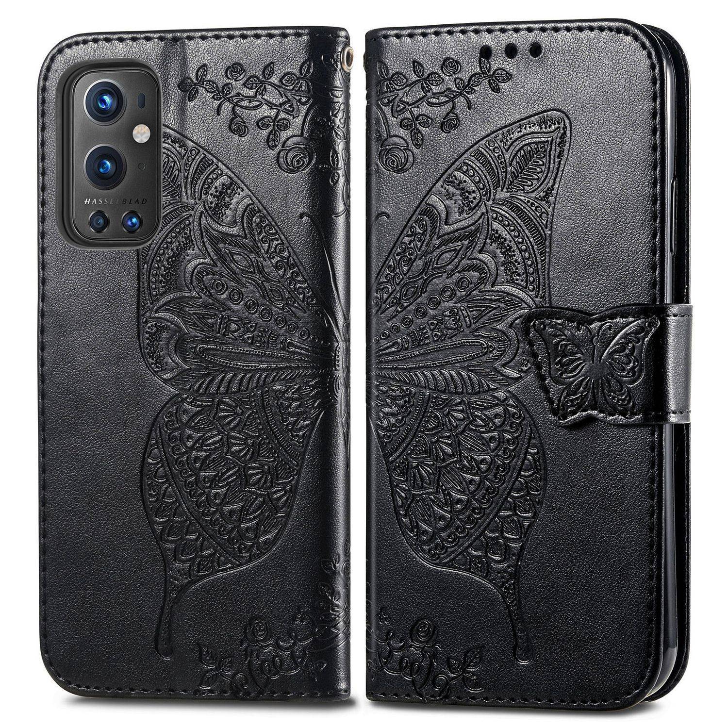 Hülle kompatibel mit OnePlus 9 Pro Kunstleder Handyhülle - Handy Case Schwarz