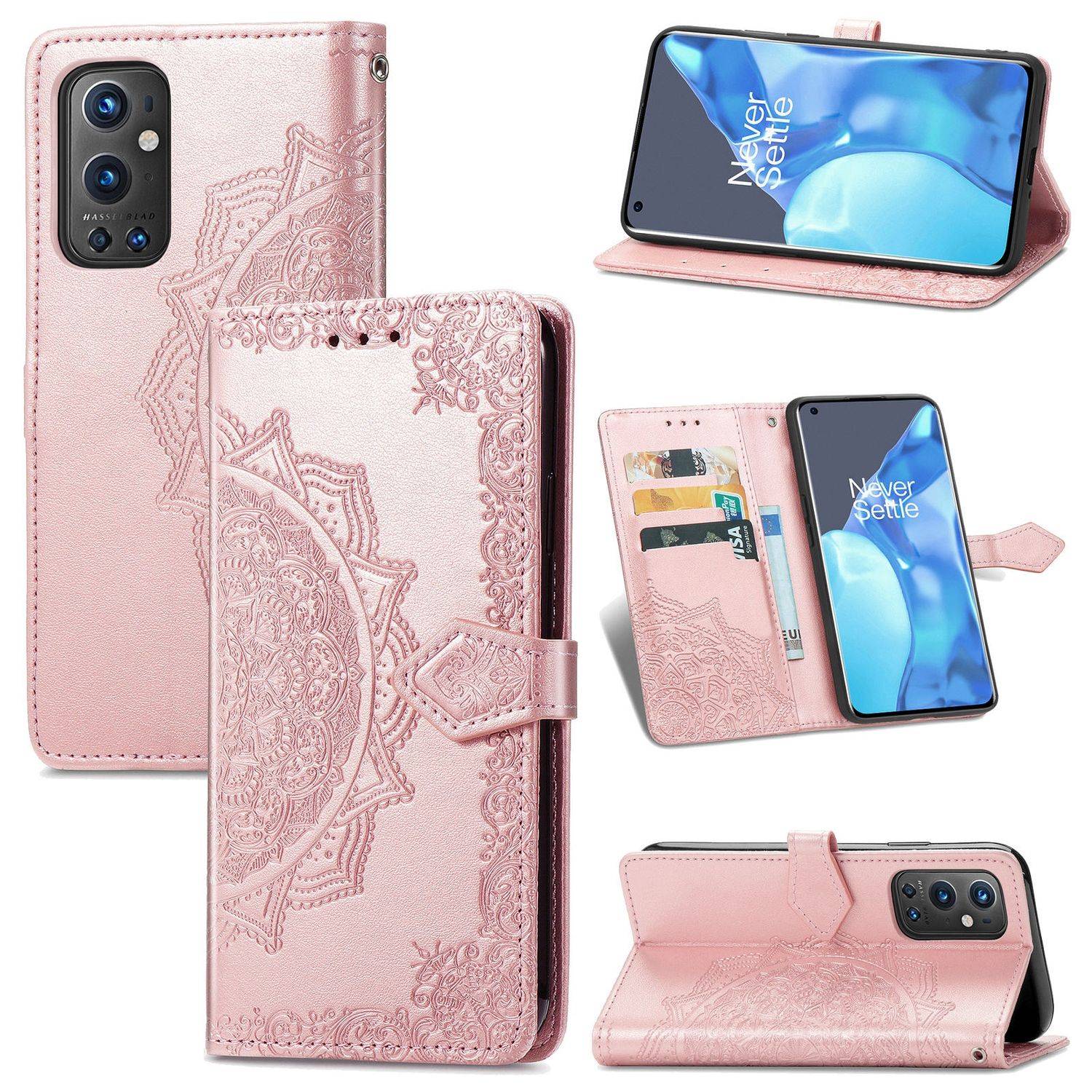 Hülle kompatibel mit OnePlus 9 Pro Kunstleder Handyhülle - Handy Case Rosa
