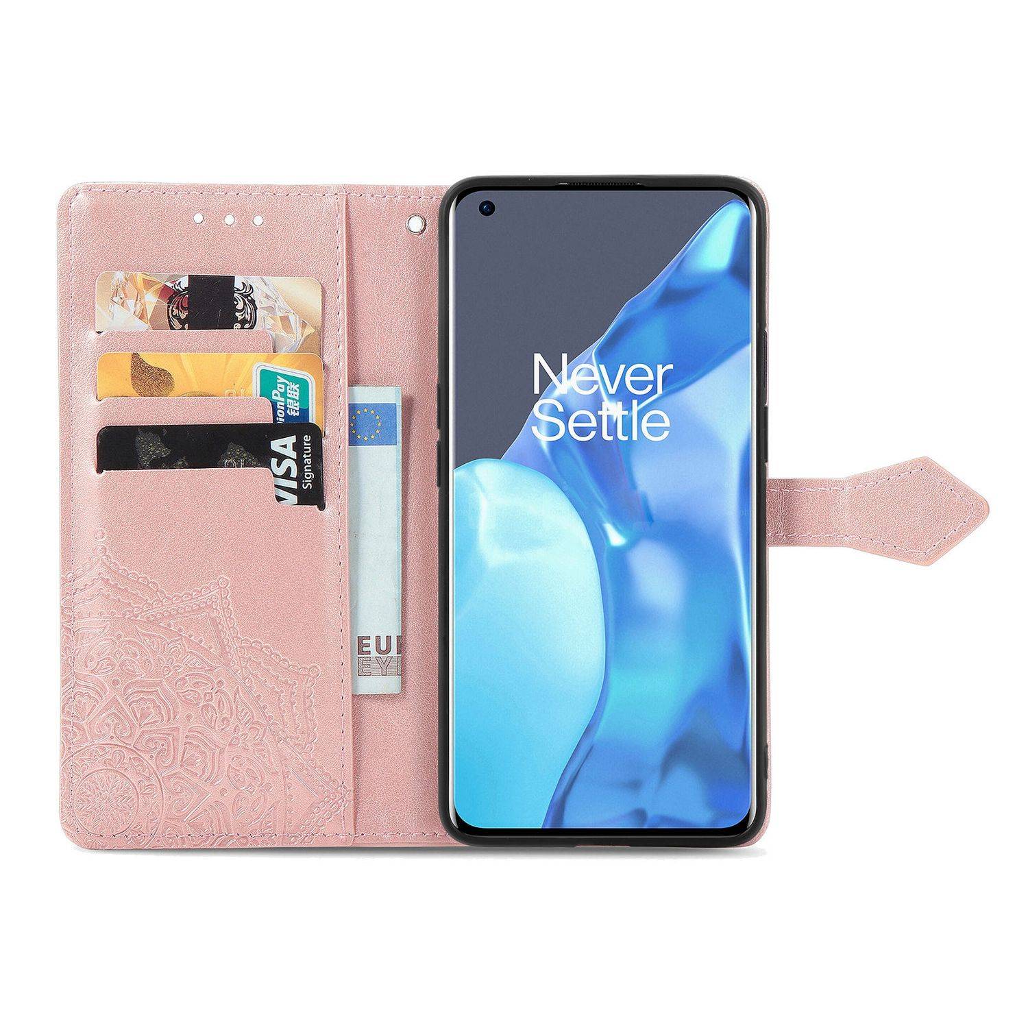 Hülle kompatibel mit OnePlus 9 Pro Kunstleder Handyhülle - Handy Case Rosa