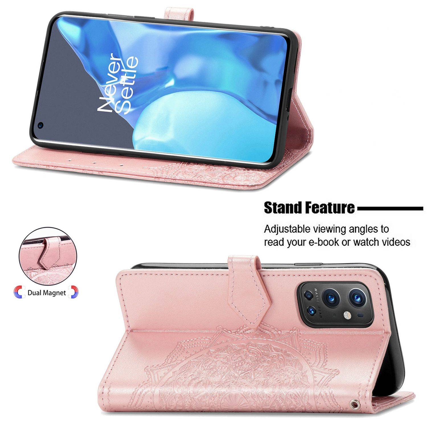 Hülle kompatibel mit OnePlus 9 Pro Kunstleder Handyhülle - Handy Case Rosa