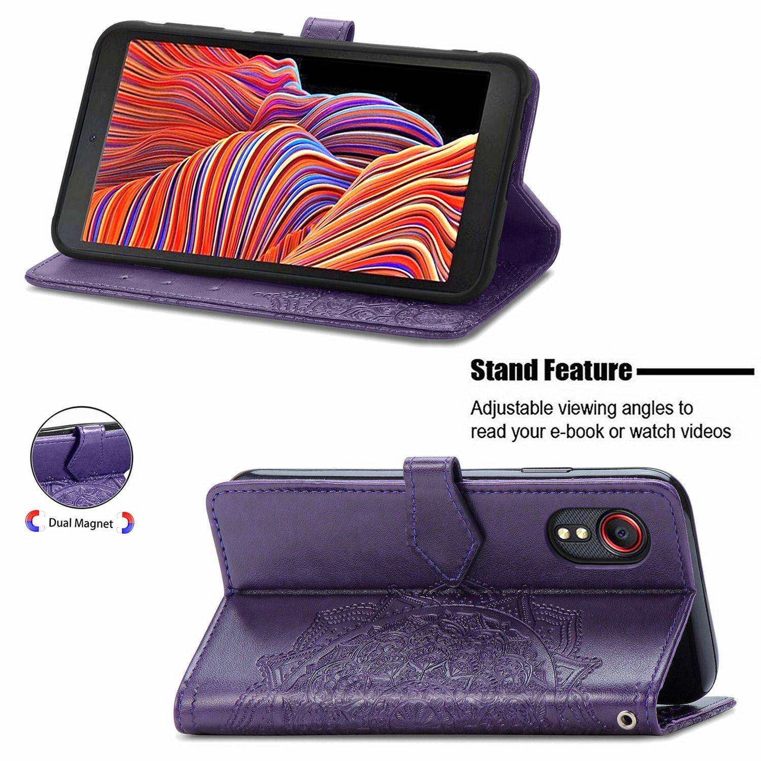 Hülle kompatibel mit Samsung Galaxy Xcover 5 / 5s Kunstleder Handyhülle - Handy Case Violett