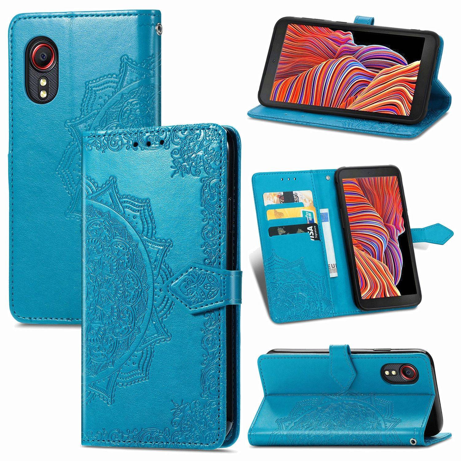 Hülle kompatibel mit Samsung Galaxy Xcover 5 / 5s Kunstleder Handyhülle - Handy Case Blau