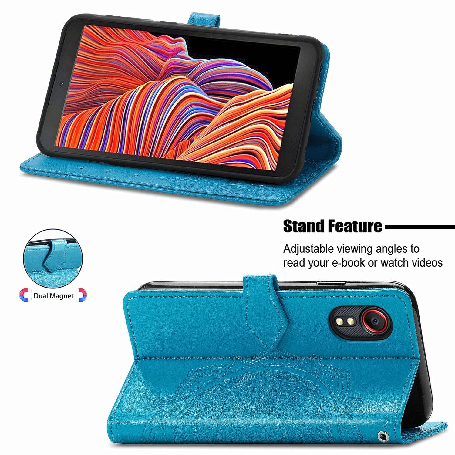 Hülle kompatibel mit Samsung Galaxy Xcover 5 / 5s Kunstleder Handyhülle - Handy Case Blau