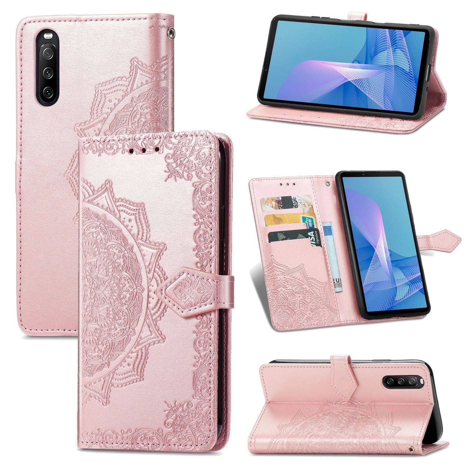 Hülle kompatibel mit Sony Xperia 10 III Kunstleder Handyhülle - Handy Case Rosa