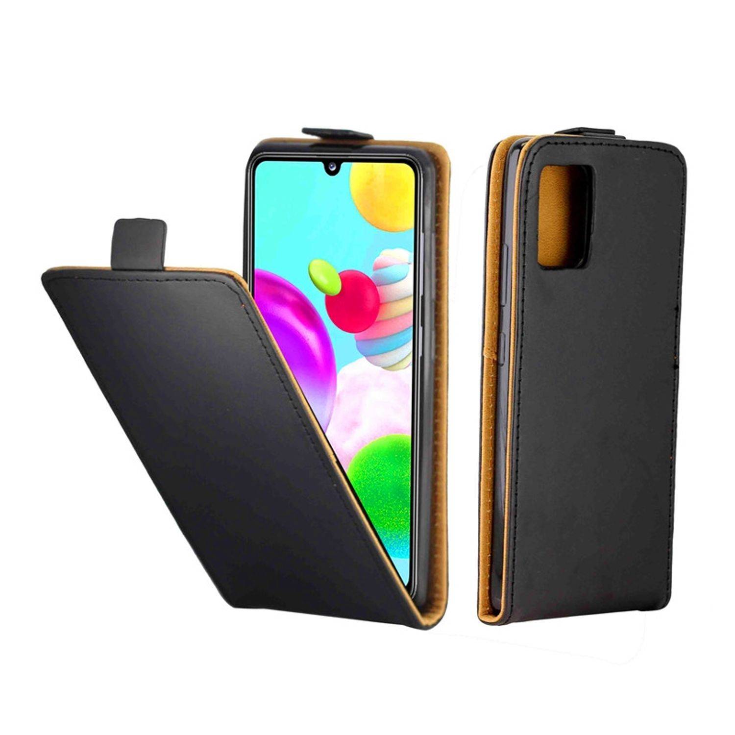 Samsung Galaxy A41 Handyhülle Flip Case Bookcover Schwarz