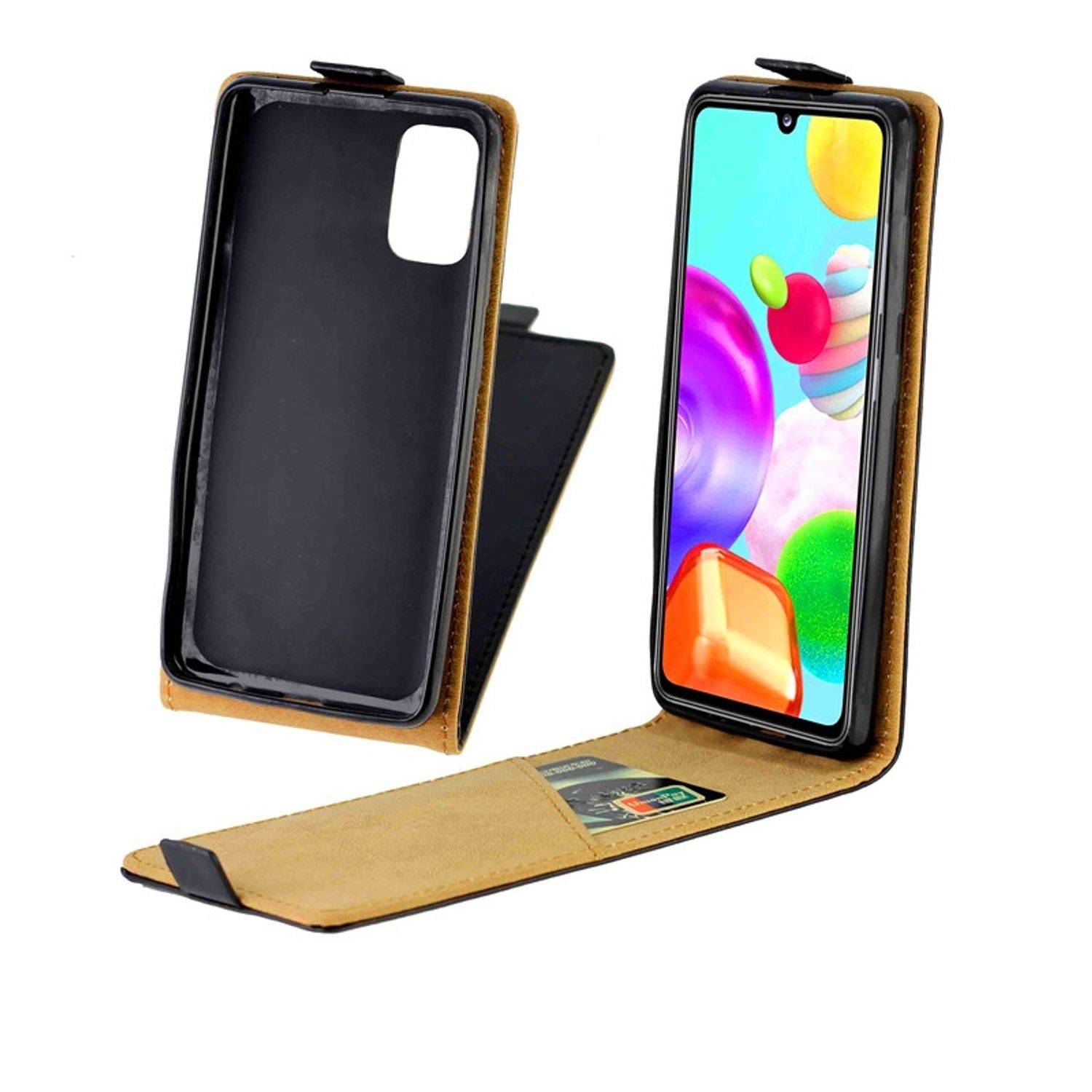 Samsung Galaxy A41 Handyhülle Flip Case Bookcover Schwarz