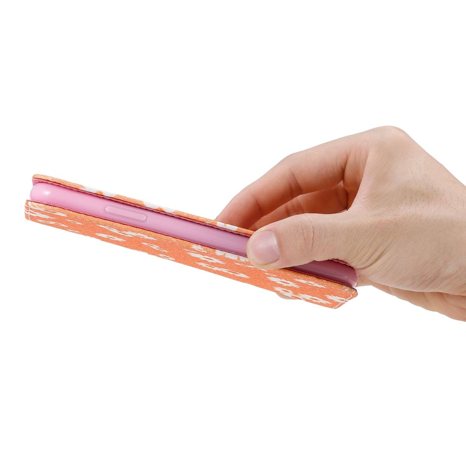 Samsung Galaxy Note 20 Ultra Handyhülle Schutzcase Blumen Bookcover Orange