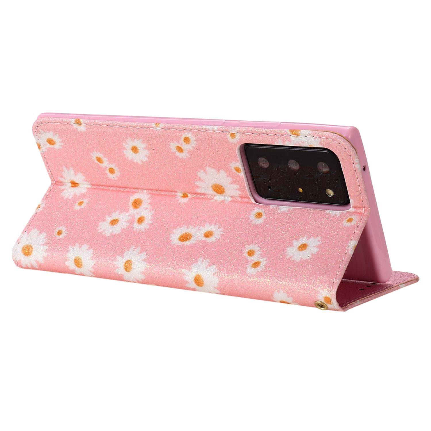 Samsung Galaxy Note 20 Ultra Handyhülle Schutzcase Blumen Bookcover Rosa