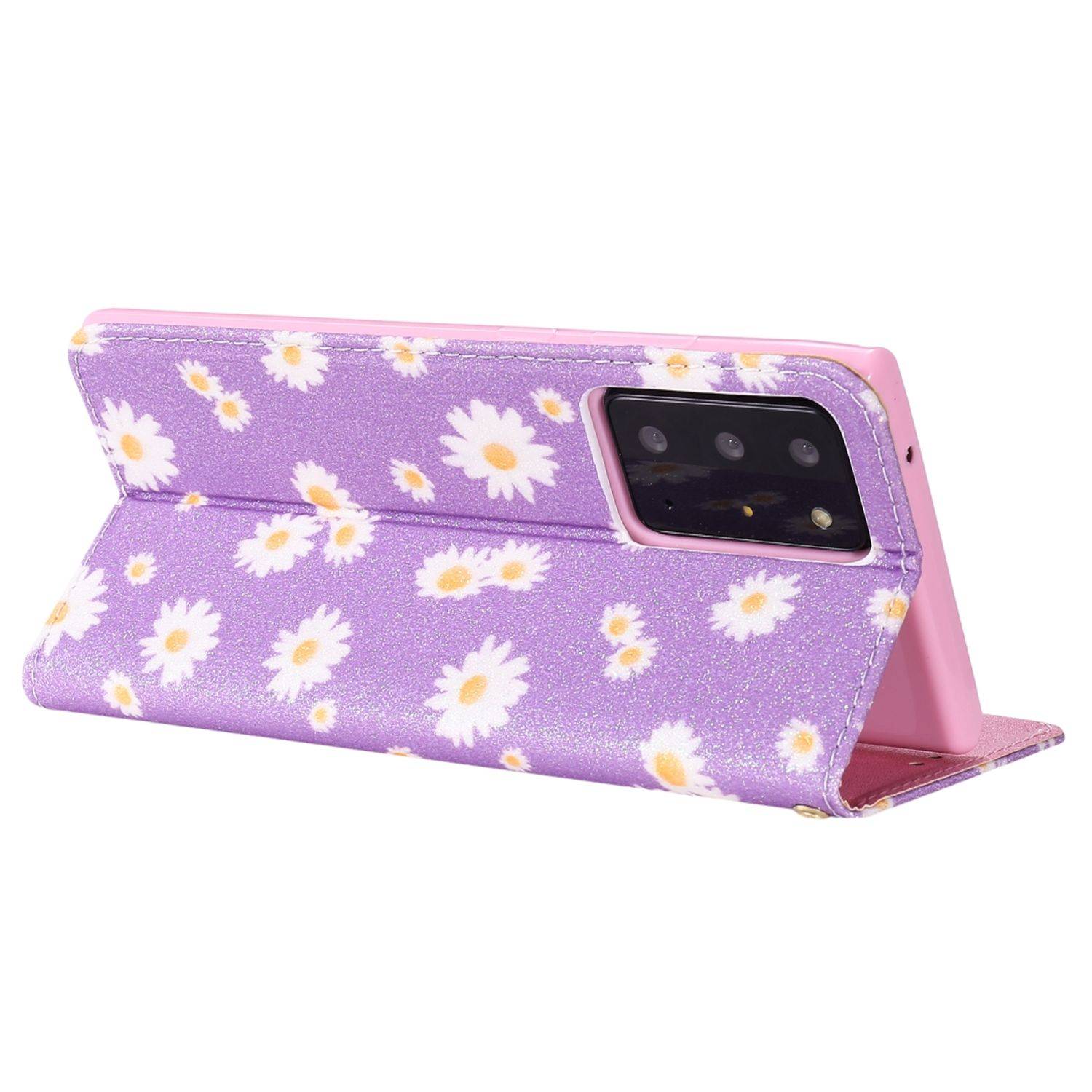 Samsung Galaxy Note 20 Ultra Handyhülle Schutzcase Blumen Bookcover Violett