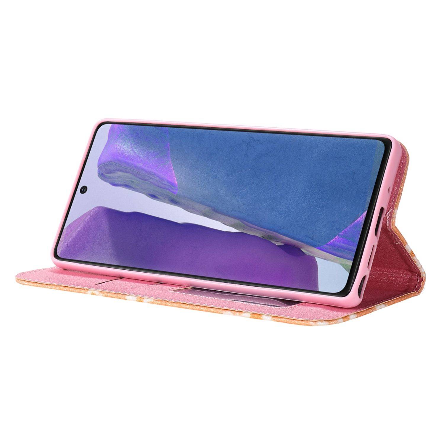 Samsung Galaxy Note 20 Handyhülle Schutzcase Blumen Bookcover Orange