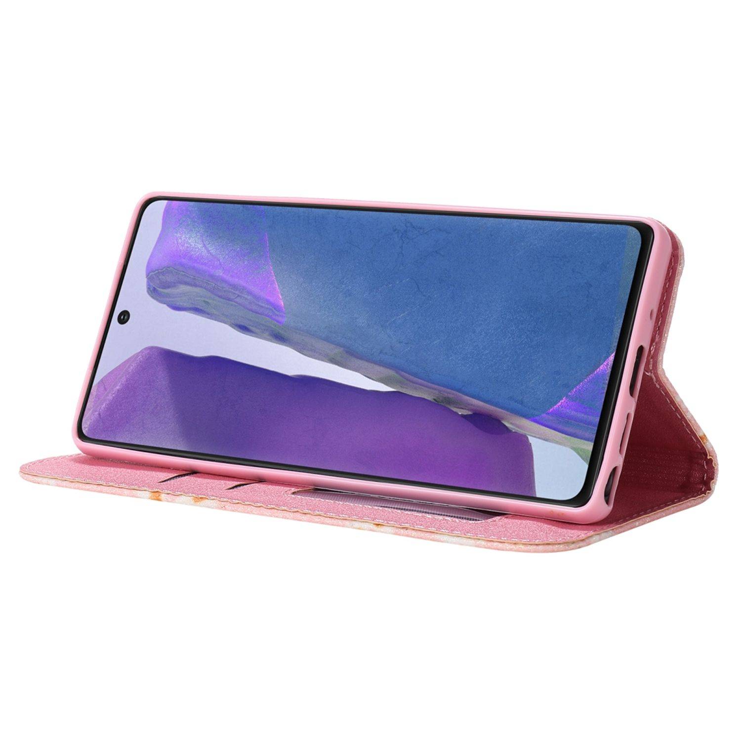 Samsung Galaxy Note 20 Handyhülle Schutzcase Blumen Bookcover Rosa