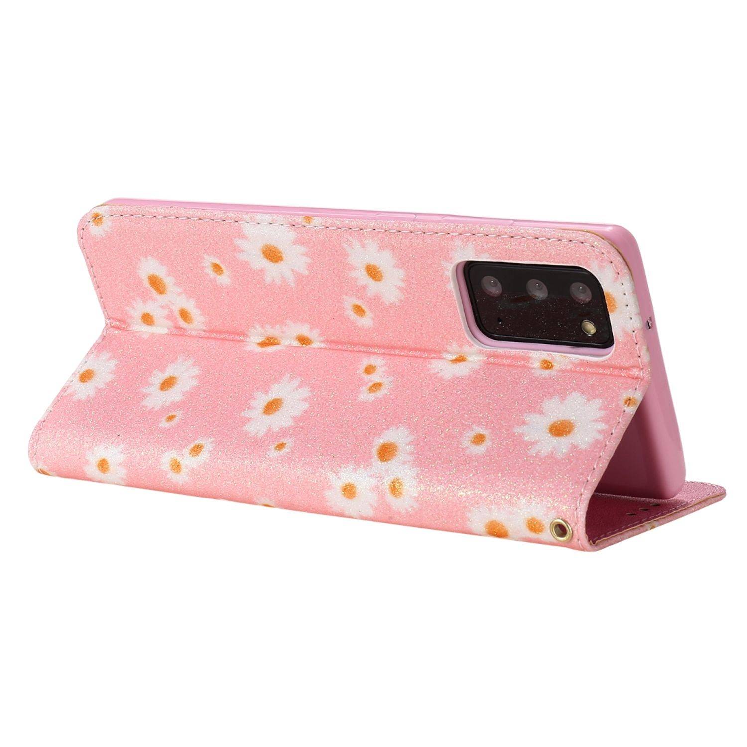 Samsung Galaxy Note 20 Handyhülle Schutzcase Blumen Bookcover Rosa