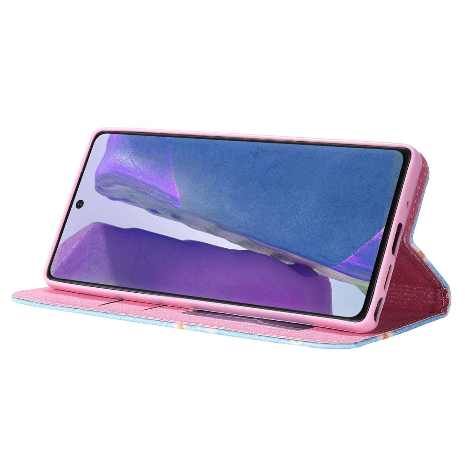 Samsung Galaxy Note 20 Handyhülle Schutzcase Blumen Bookcover Blau