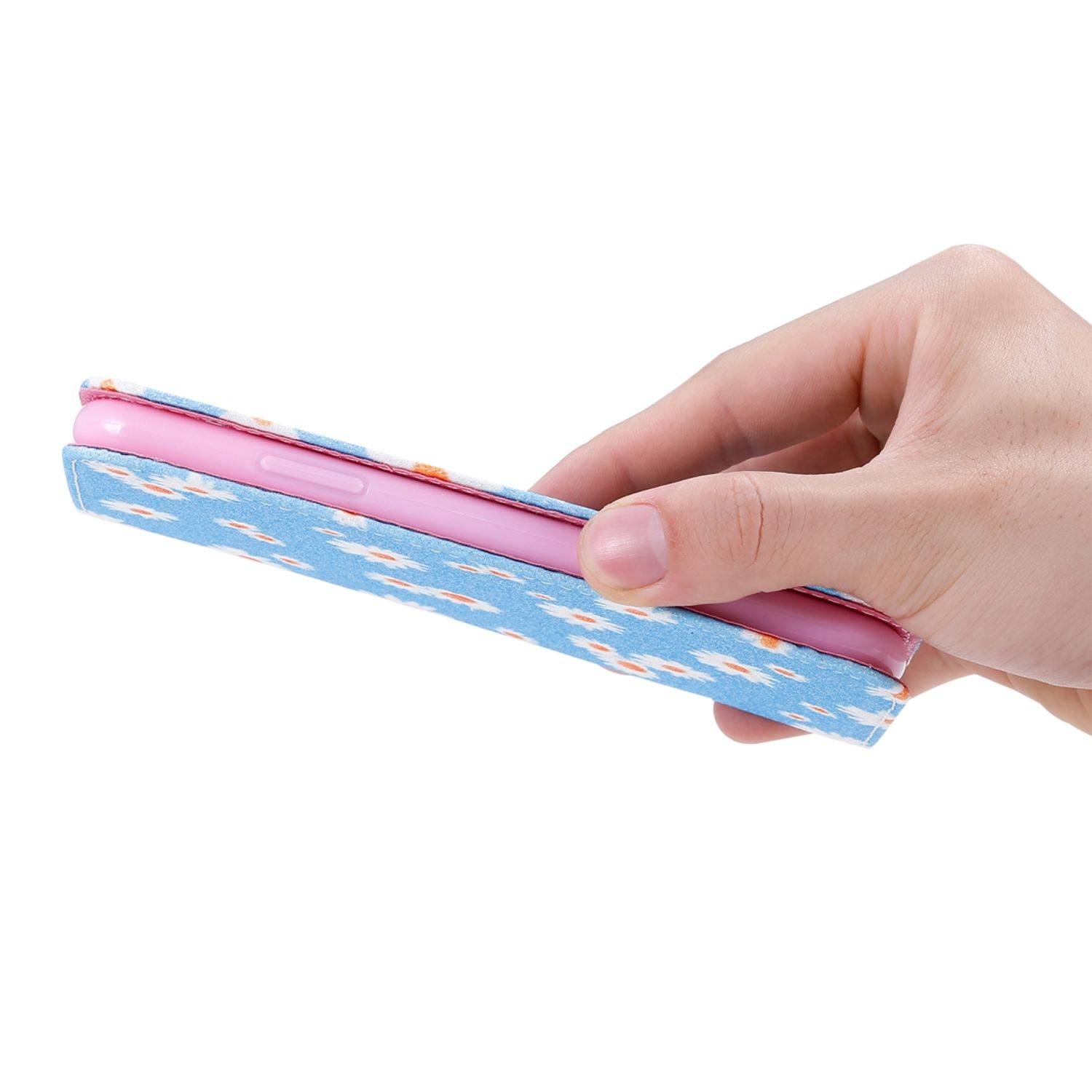 Samsung Galaxy Note 20 Handyhülle Schutzcase Blumen Bookcover Blau