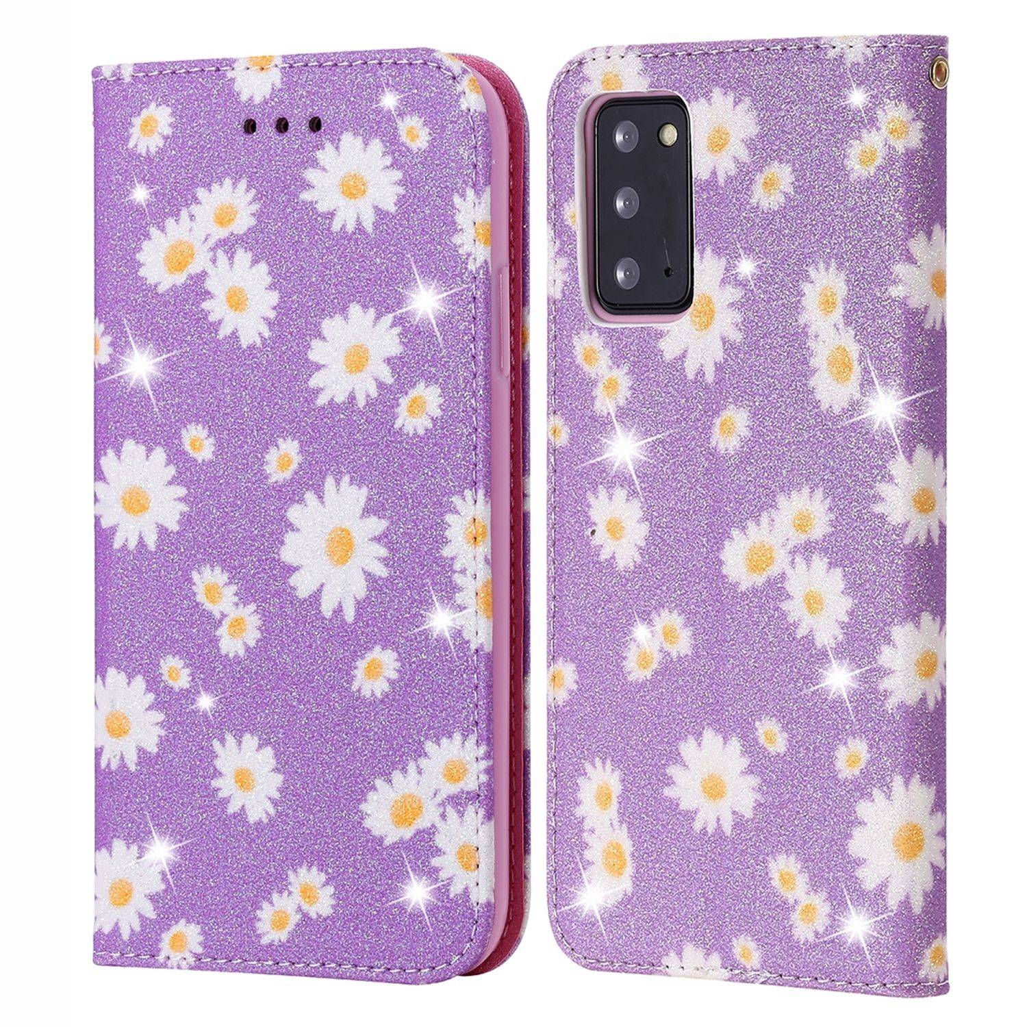 Samsung Galaxy Note 20 Handyhülle Schutzcase Blumen Bookcover Violett