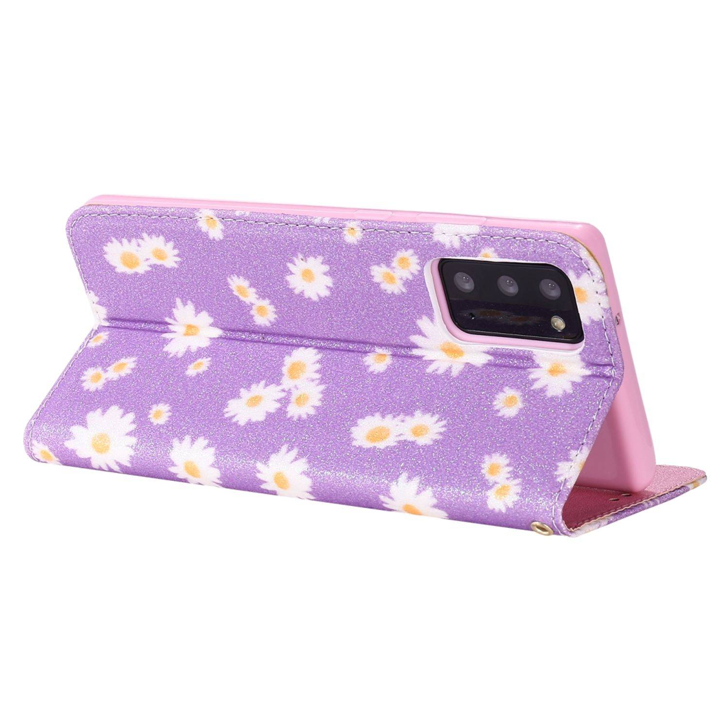 Samsung Galaxy Note 20 Handyhülle Schutzcase Blumen Bookcover Violett