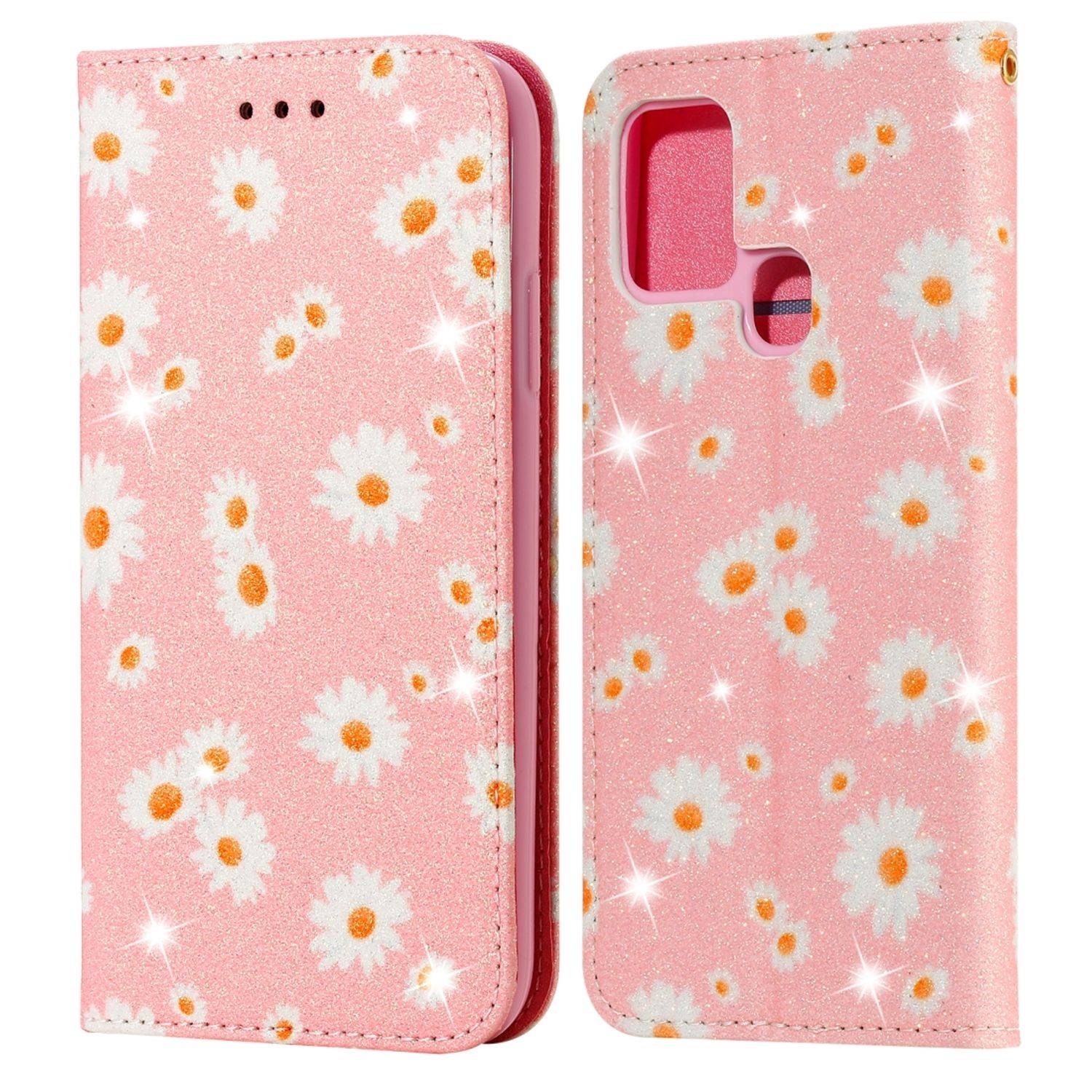 Hülle kompatibel mit Samsung Galaxy A21s Kunstleder Handyhülle - Handy Case Rosa